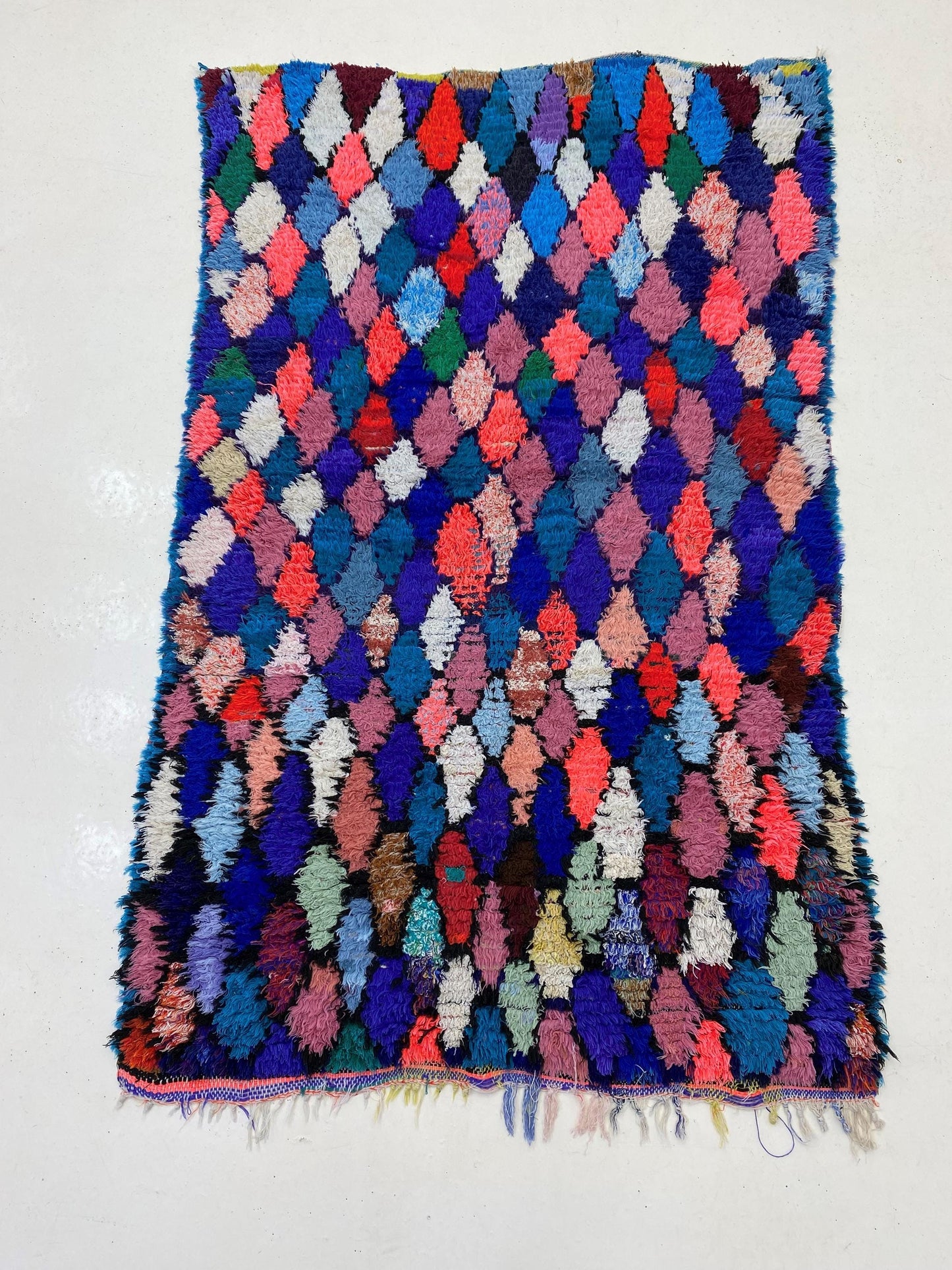 6x4 Moroccan Rug: Diamond Colorful rug, Vintage Area Rug.