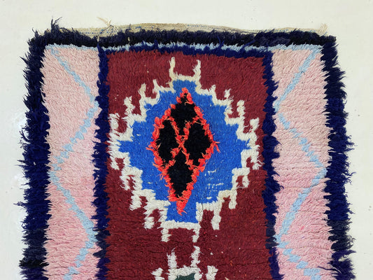 Tapis de couloir marocain unique 3x7, tapis de couloir vintage Diamond.