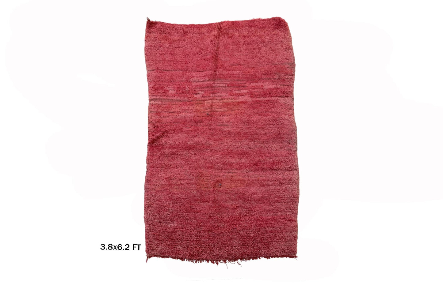 4x6 Moroccan Solid Rug, Vintage Berber Red Rug.
