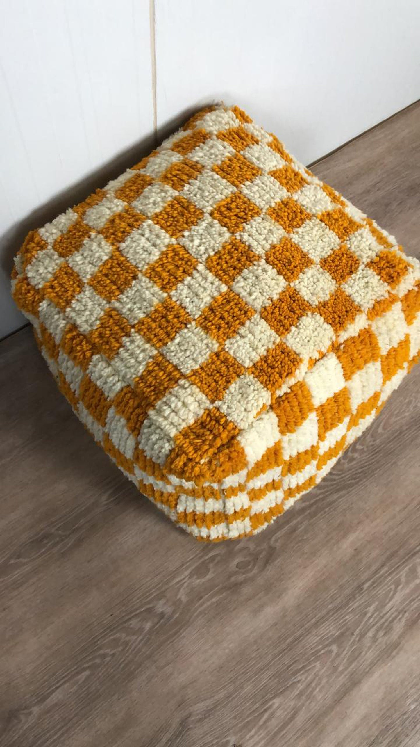 Floor cushion, Moroccan Berber checkered Pouf Cover.