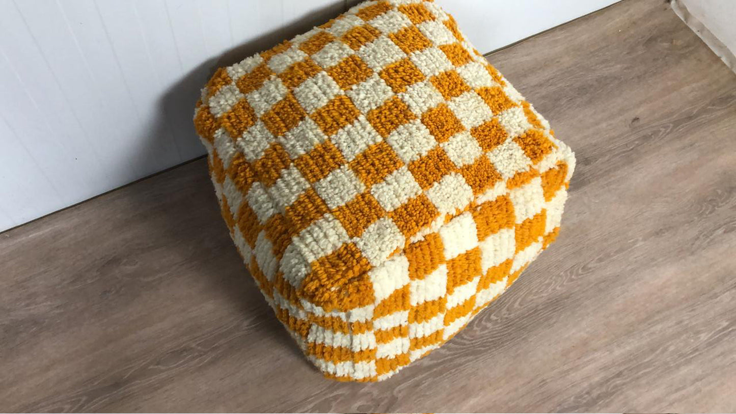 Floor cushion, Moroccan Berber checkered Pouf Cover.