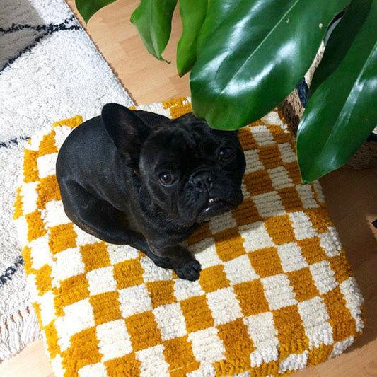 Moroccan Pouf, checkered wool square pouf Ottoman, Home gift - checker Floor cushion - bohemian Home decor.