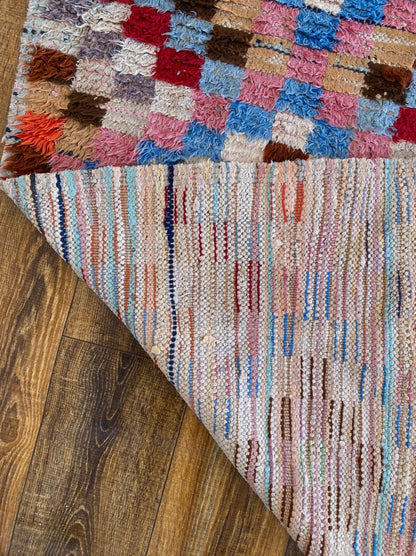 2x8 ft vintage Moroccan runner, woven Azilal Berber runner rug.