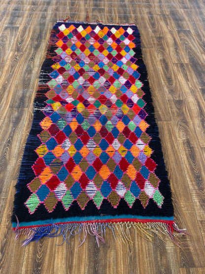 3x8 ft Moroccan vintage Berber area rug .
