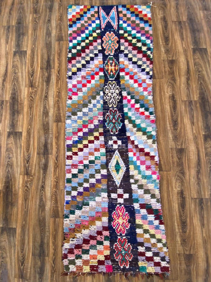 3x10 ft Moroccan vintage Berber long runner rug .