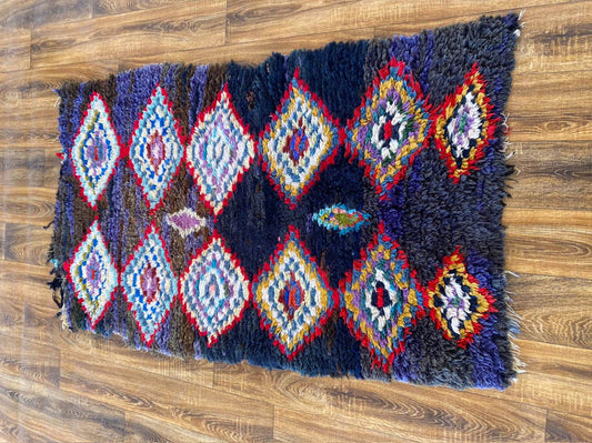 Moroccan vintage small Berber area rug 3x6 ft.