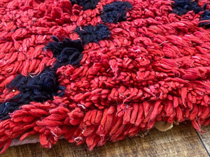 3x8 Red Woven Moroccan vintage Berber runner rug.