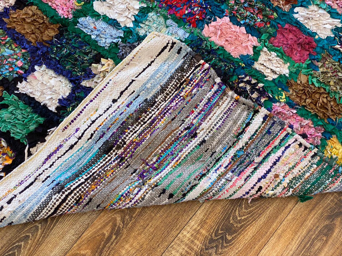 4x6 Boucherouite vintage Moroccan Rugs, Colorful Grid Berber area Rug.