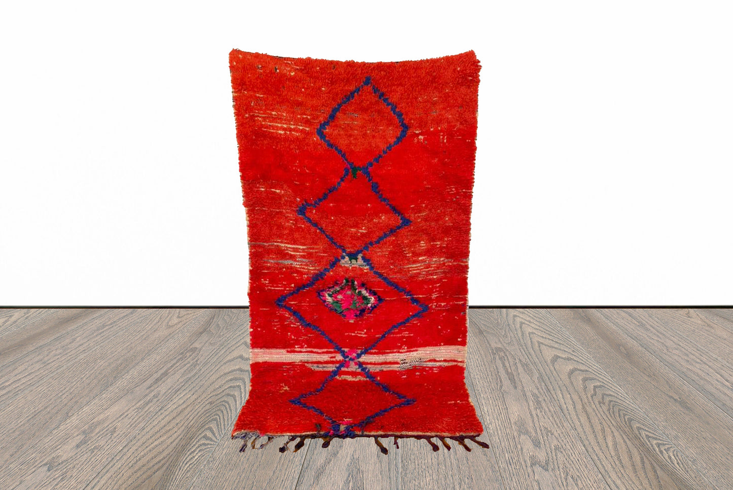 4x7 ft Moroccan vintage red rug, woven Berber area rug .