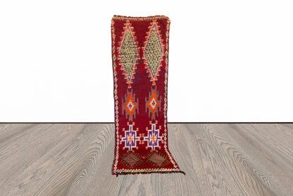 3x9 ft Moroccan vintage runner, woven Azilal Berber runner rug.