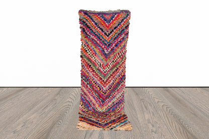 3x8 ft Boucherouite Moroccan vintage Berber runner rug.