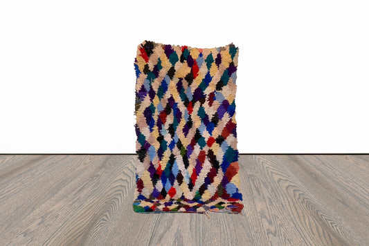 Moroccan vintage colorful rug 3x6 ft.