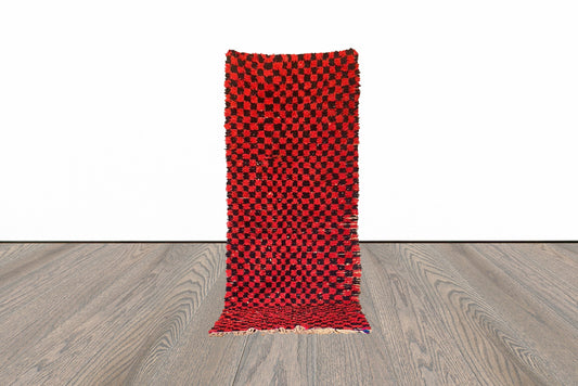 Moroccan checkered runner rug 3x9 ft.