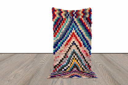 4x9 ft Moroccan Berber  colorful rug.