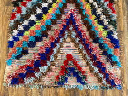 4x9 ft Moroccan Berber  colorful rug.