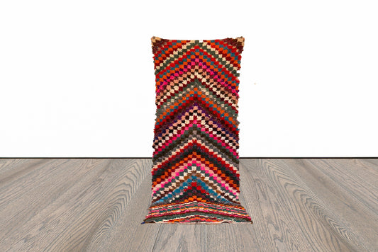 Moroccan vintage colorful runner rug 3x9 ft.