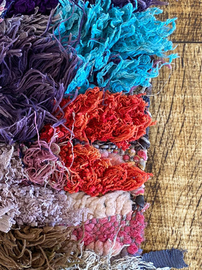 3x7 ft Moroccan vintage colorful area rug.