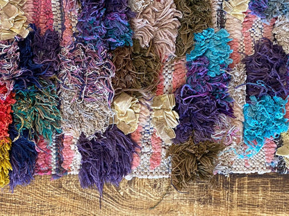 3x7 ft Moroccan vintage colorful area rug.