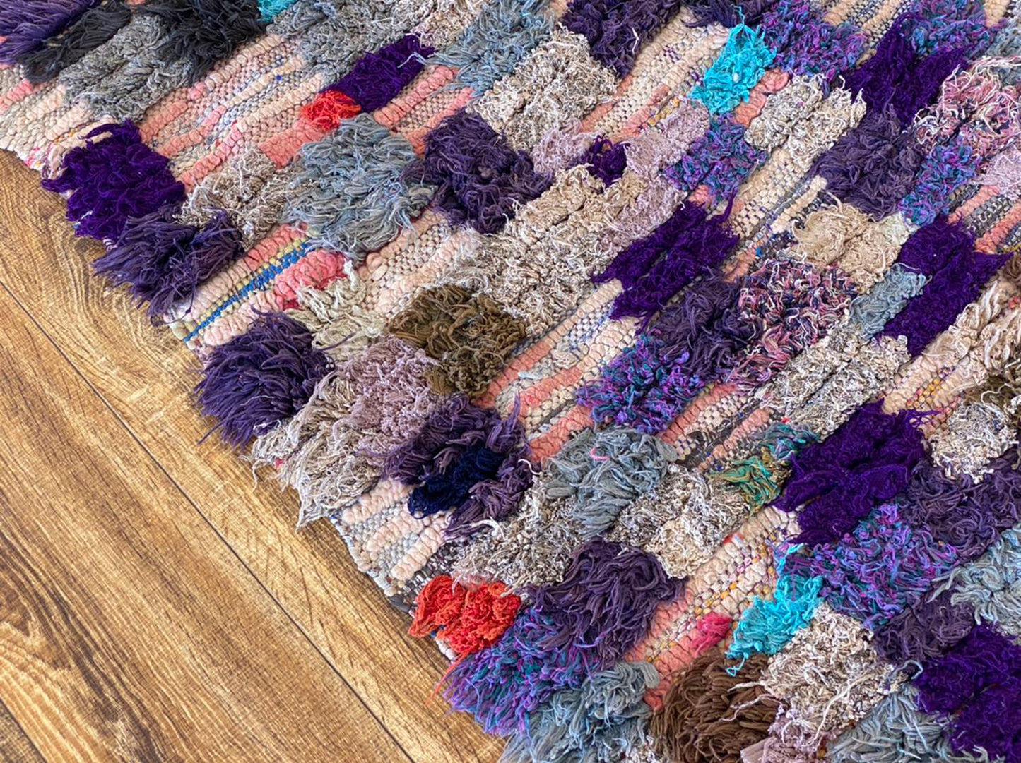 3x7 ft Moroccan vintage colorful area rug.