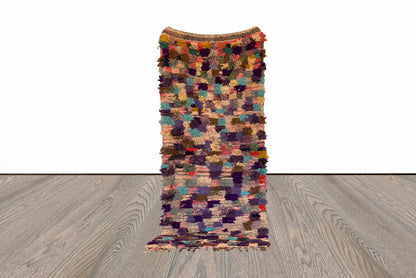 3x7 ft Moroccan vintage colorful area rug.