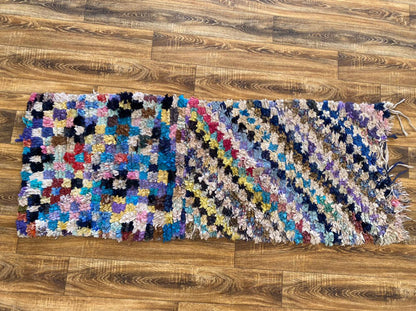 2x6 ft Boucherouite Moroccan small area rug.