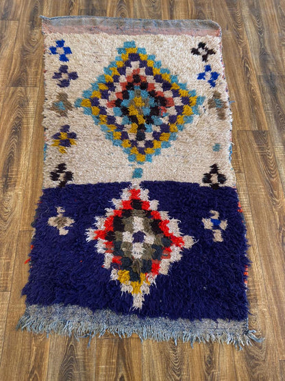 Unique Moroccan vintage small Berber area rug 3x5 ft.