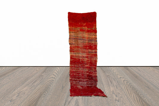 Moroccan red narrow runner rug 3x11 ft.