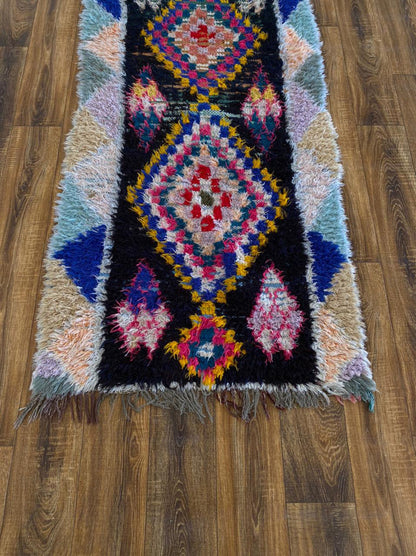 Vintage Moroccan Berber woven rug 3x7 ft.