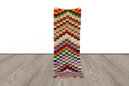 Moroccan Boucherouite runner rug 3x9 ft.