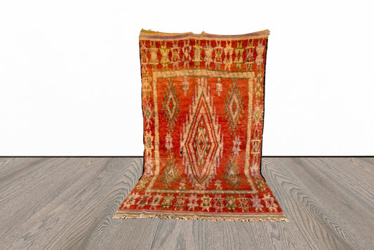 6x10 ft vintage large Moroccan area rug.