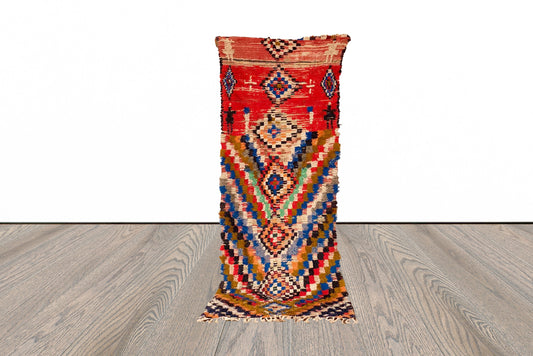 Moroccan colorful woven rug 3x7 ft.
