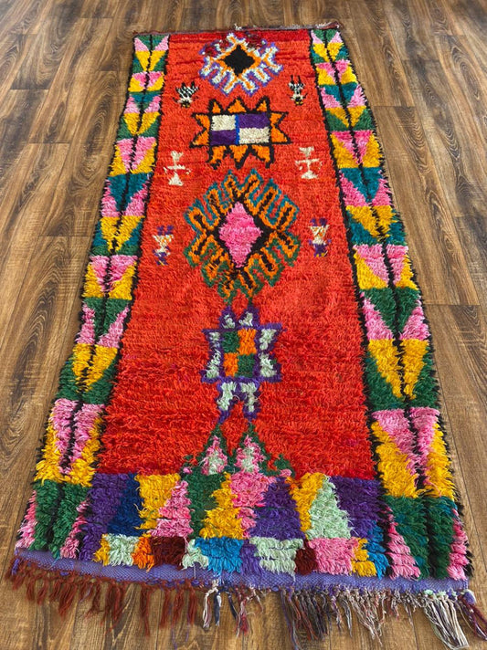 Moroccan colorful area rug 3x8 ft.