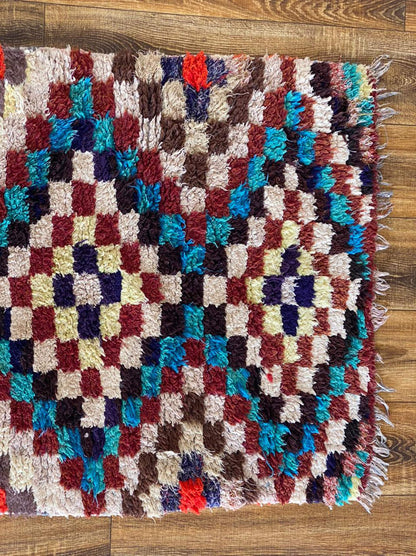 2x6 ft vintage Moroccan colorful rug.