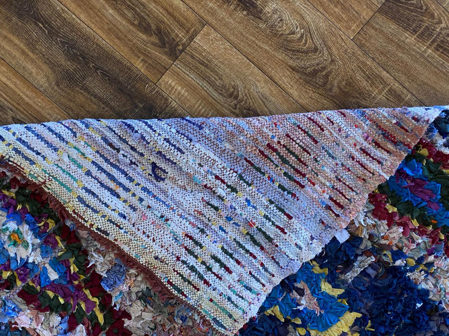 Small Boucherouite Moroccan colorful shag area Rug 3x5.