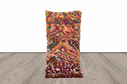 Moroccan vintage Berber shag rug, woven azilal area rug 3x7 ft.