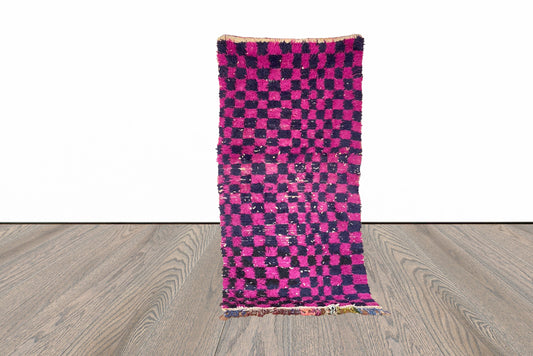moroccan Berber checkered rug 3x7 ft.