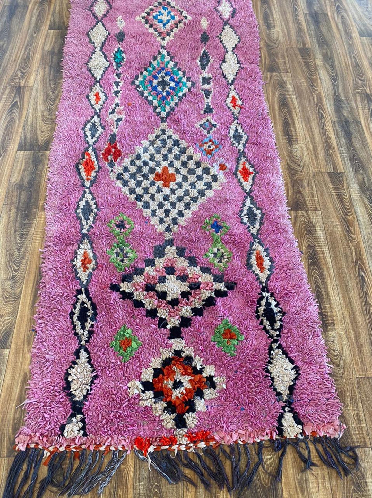 Boujaad Handwoven old large Rug, 4x9 Boucherouite vintage Moroccan Rugs.
