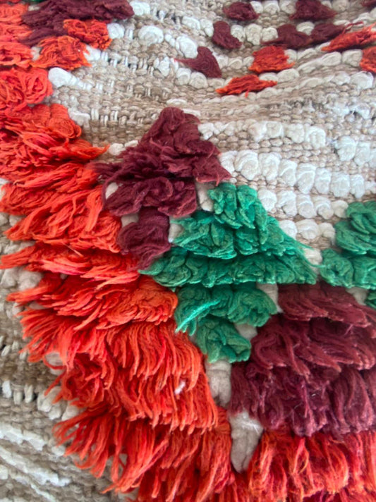 Moroccan Berber wool runner rug 3x8 ft .
