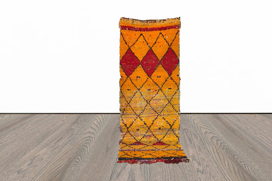 Small narrow Moroccan runner rug 2x6 ft .