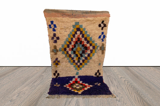 Unique Moroccan vintage small Berber area rug 3x5 ft.