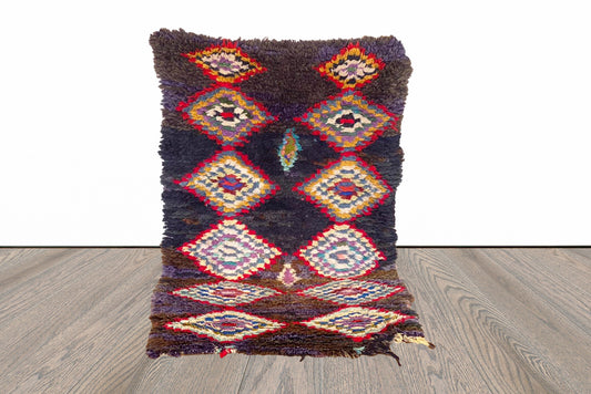 Moroccan vintage small Berber area rug 3x6 ft.
