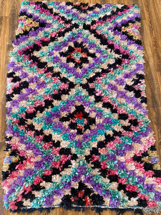 4x7  ft Boucherouite Moroccan area rug.