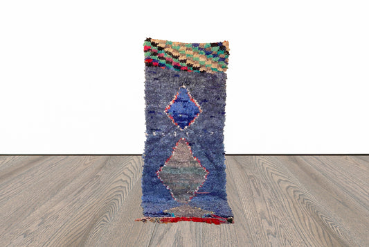Boucherouite Moroccan runner rug 3x8 ft.