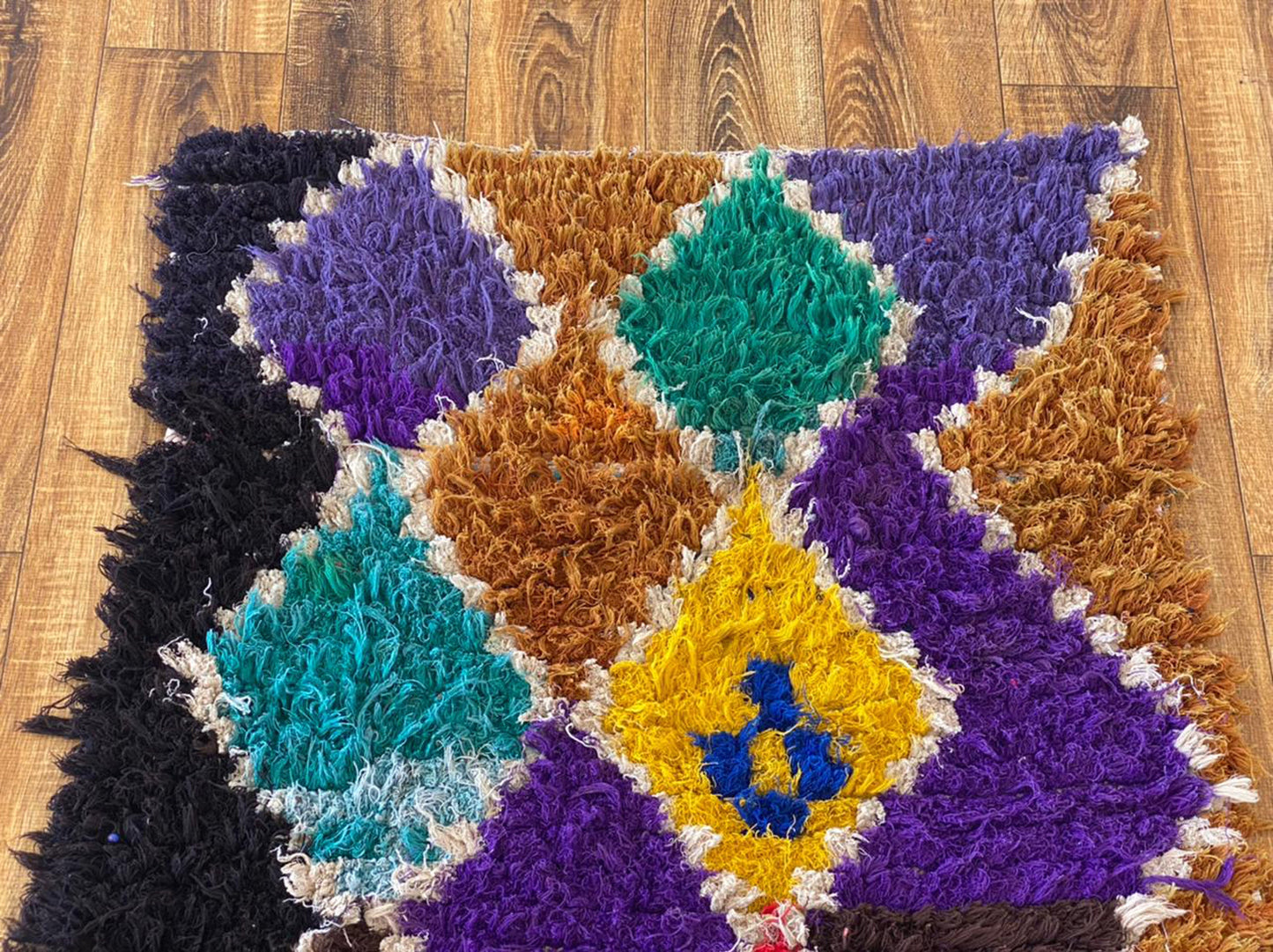 3x9 ft Moroccan colorful Berber runner rug.