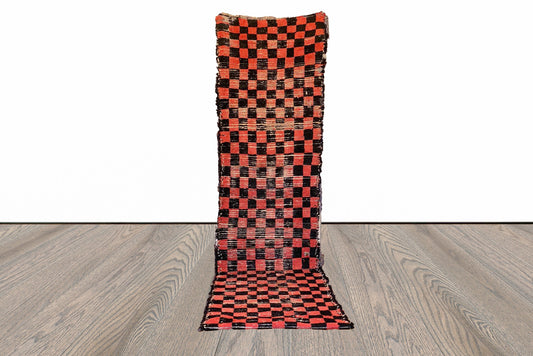Moroccan checkered runner rug 3x10 ft.
