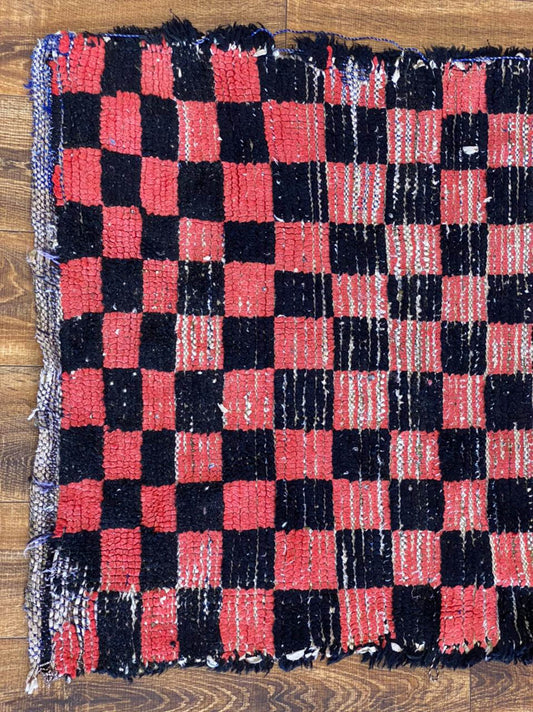 Moroccan checkered runner rug 3x10 ft.