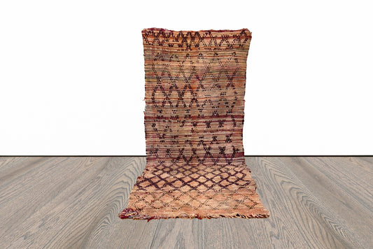 Boucherouite Moroccan runner rug 3x7 ft.