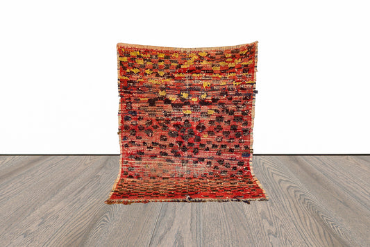 5x6 ft vintage Moroccan area rug.