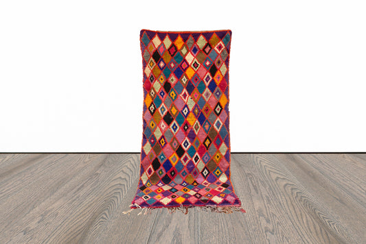 4x8 ft Moroccan colorful vintage rug.