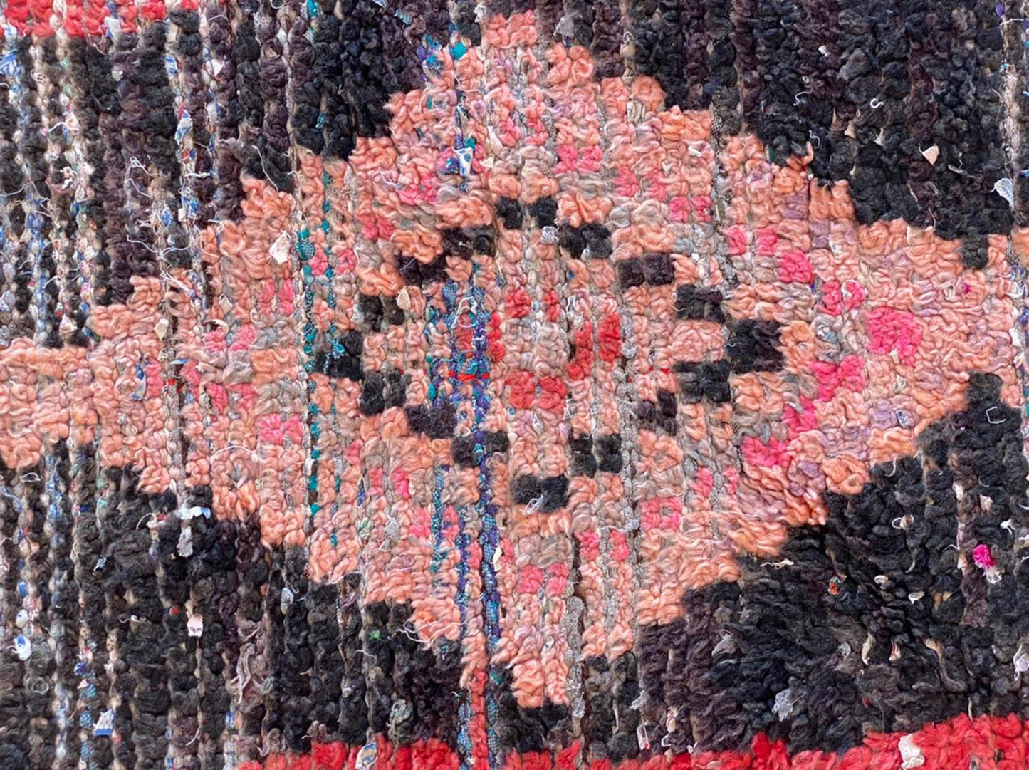 4x7 ft Moroccan vintage woven area rug.